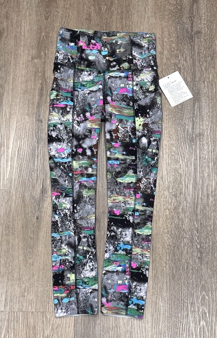 Lululemon Leggings Fast and Free HR Crop 23" Paint Drift Multi Size 0 NEW